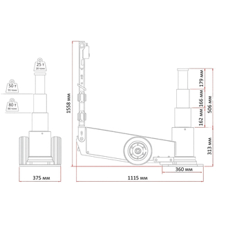 Домкрат для тяжелых транспортных средств 80 тонн DPLIFT 660 N