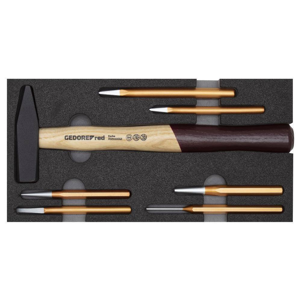 Молоток и набор зубил в 1/3 ложементе GEDORE RED