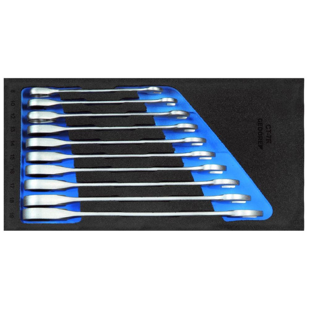 Набор ключей гаечных комбинированных с трещоткой в СТ ложементе GEDORE