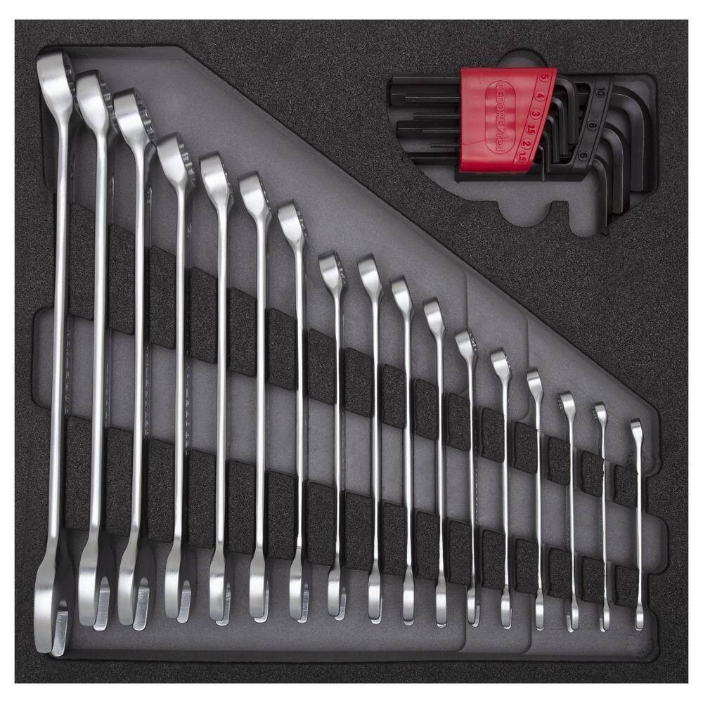 Набор комбинированных гаечных ключей и шестигранных ключей в 2/3 ложементе GEDORE RED