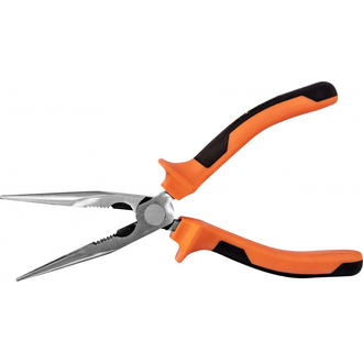 420108 Длинногубцы прямые с двухкомпонентными рукоятками, 200 мм