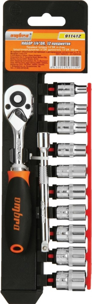 911412 Набор головок торцевых с аксессуарами 1/4
