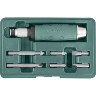 AG010055A Ударная отвертка с битами SL 8,10мм PH# 2,3 36мм и PH# 2,3 80мм, 7 предметов