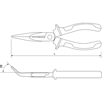 BNP0150 Длинногубцы изогнутые 45° с двухкомпонентными рукоятками, 160 мм