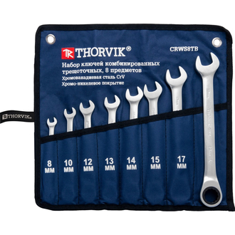 CRWS8TB Набор ключей гаечных комбинированных трещоточных в сумке, 8-19 мм, 8 предметов