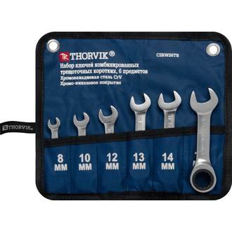 CSRWS6TB Набор ключей гаечных комбинированных трещоточных коротких в сумке, 8-17 мм, 6 предметов