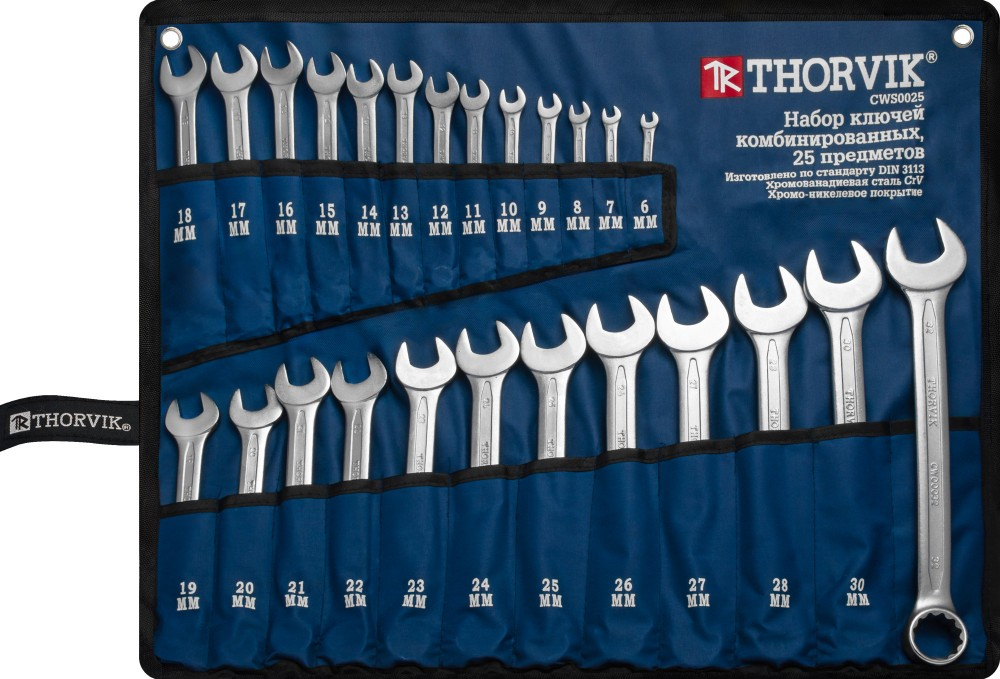 CWS0025 Набор ключей гаечных комбинированных в сумке, 6-32 мм, 25 предметов