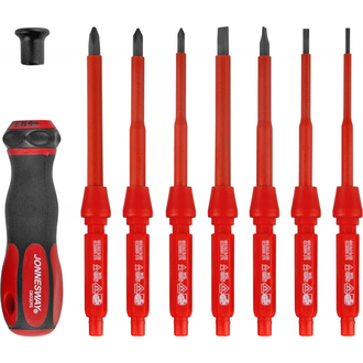 DV15109S Отвертка диэлектрическая со сменными стержнями в наборе, 9 предметов