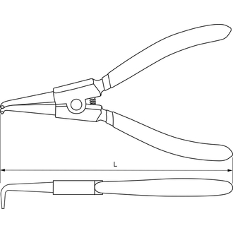 ERBP180 Щипцы загнутые 90° для стопорных колец с ПВХ рукоятками, разжим, 180 мм, 10-40 мм