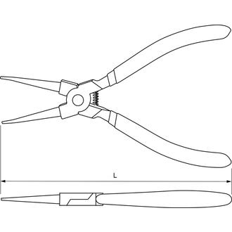 IRSP180 Щипцы прямые для стопорных колец с ПВХ рукоятками, сжим, 180 мм, 12-65 мм