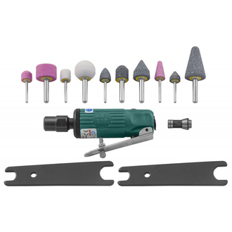 JAG-0903FMK Набор бормашинка пневматическая 25000 об/мин., патрон 3/6 мм, L-120 мм с насадками, 15 предметов