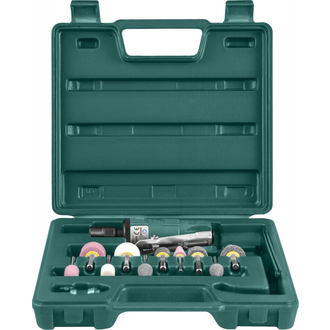 JAG-0903FMK Набор бормашинка пневматическая 25000 об/мин., патрон 3/6 мм, L-120 мм с насадками, 15 предметов