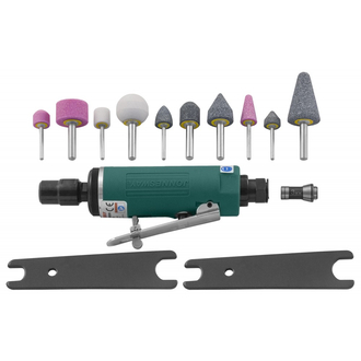 JAG-0903RMK Набор бормашинка пневматическая 25000 об/мин., патрон 3/6 мм, L-152 мм с насадками, 15 предметов