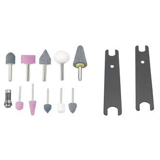 JAG-0913FMK Набор бормашинка пневматическая угловая 18000 об/мин., патрон 3/6 мм, L-124 мм с насадками, 15 предметов