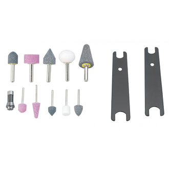 JAG-0913RMK Набор бормашинка пневматическая угловая 18000 об/мин., патрон 3/6 мм, L-155 мм с насадками, 15 предметов