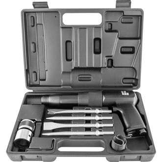 JAH-303HK Набор молоток пневматический с низкой вибрацией 2100 уд/мин., патрон H10, c насадками, 8 предметов