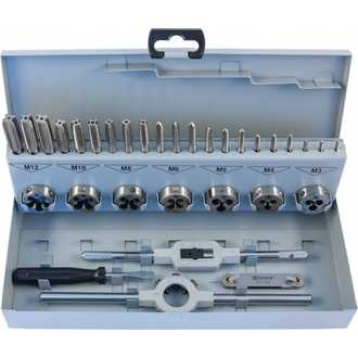 MTDS32 Набор метчиков трехпроходных ручных универсальных и плашек круглых ручных серий COMBO М3-М12, HSS-G, 32 предмета
