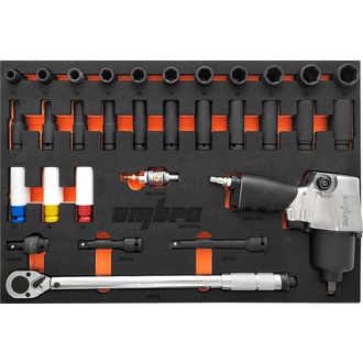 OMT33STE Набор с гайковертом, динамометрическим ключом и ударными головками в EVA ложементе 560х375 мм, 33 предмета