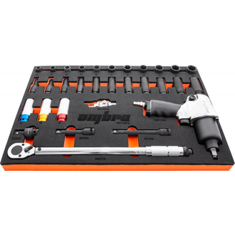 OMT33STE Набор с гайковертом, динамометрическим ключом и ударными головками в EVA ложементе 560х375 мм, 33 предмета