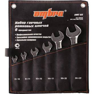 OMT6S Набор ключей гаечных рожковых в сумке, 8-27 мм, 6 предметов