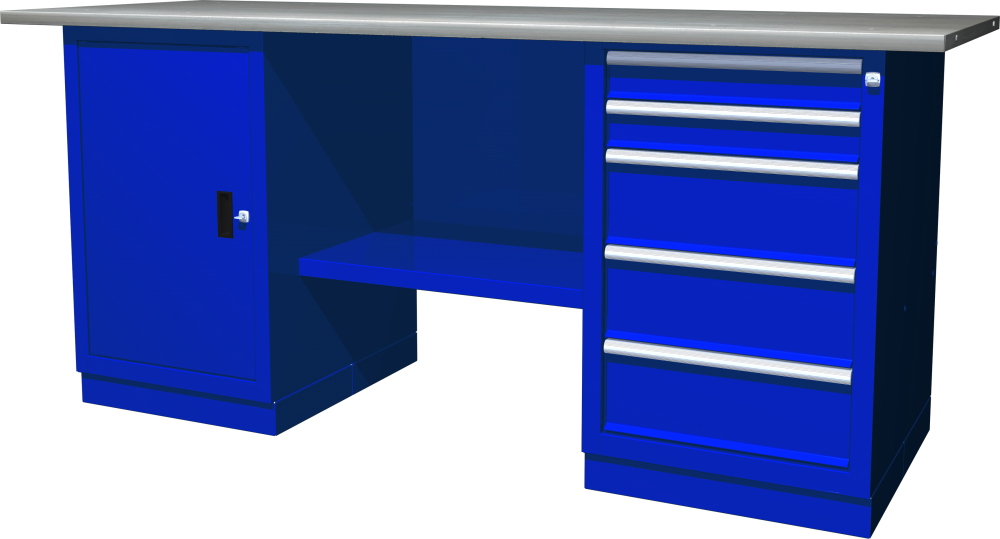 OWB2-15 Верстак с двумя тумбами, тумба с 1 одной дверцей и тумба с 5 ящиками,1900х686х820мм