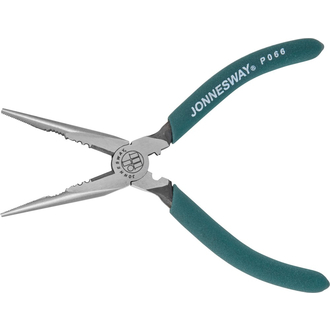 P066 Длинногубцы прямые, многофункциональные, с ПВХ рукоятками, 160 мм