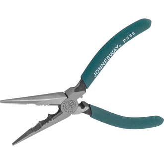 P066 Длинногубцы прямые, многофункциональные, с ПВХ рукоятками, 160 мм