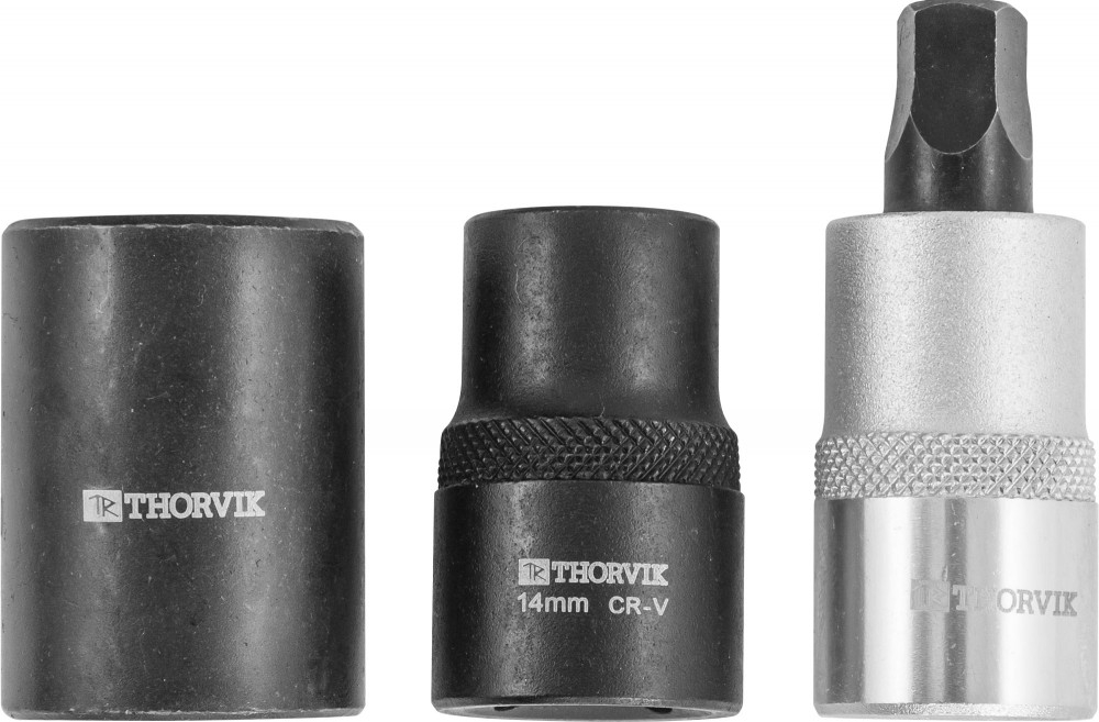 PBCSS3 Набор головок торцевых и насадки со вставкой-битой с пятигранным профилем для обслуживания тормозных механизмов 1/2