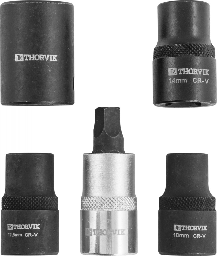 PBCSS5 Набор головок торцевых и насадки со вставкой-битой с пятигранным профилем для обслуживания тормозных механизмов 1/2