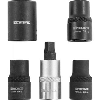 PBCSS5 Набор головок торцевых и насадки со вставкой-битой с пятигранным профилем для обслуживания тормозных механизмов 1/2