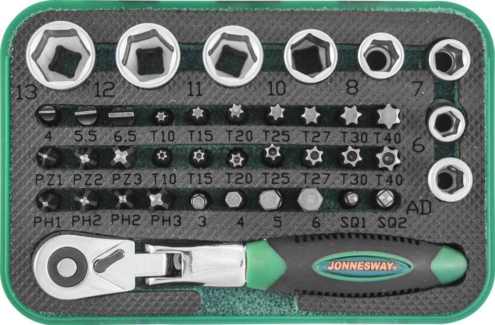 RD02040S Набор рукоятка трещоточная миниатюрная 1/4