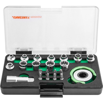 RD05H22S Головки торцевые SPLINE М4-13 с дисковым трещоточным механизмом и аксессуарами в наборе, 22 предмета