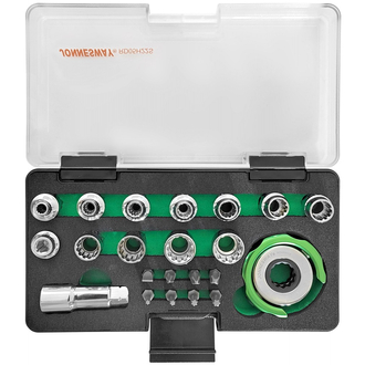 RD05H22S Головки торцевые SPLINE М4-13 с дисковым трещоточным механизмом и аксессуарами в наборе, 22 предмета