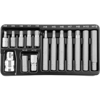 S29H4115S Набор вставок-бит 10 мм DR шестигранных с переходником, 15 предметов