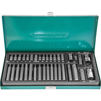 S29H4135S Набор вставок-бит 10 мм и 14 мм DR с переходниками, 35 предметов