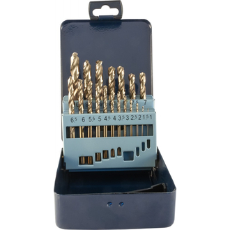 TDBS19K5 Набор спиральных сверл по металлу HSS Co в металлическом кейсе, d1.0-10.0 мм, 19 предметов