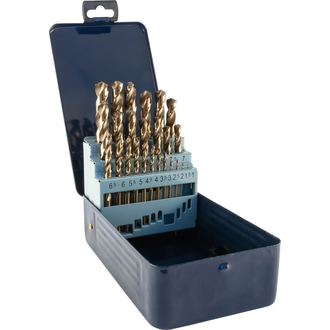 TDBS25K5 Набор спиральных сверл по металлу HSS Co в металлическом кейсе, d1.0-13.0 мм, 25 предметов