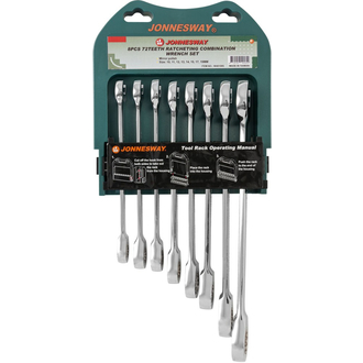 W45108S Набор ключей гаечных комбинированных трещоточных на пластиковом держателе, 10-19 мм, 8 предметов