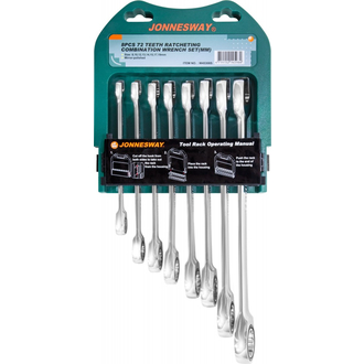 W45308S Набор ключей гаечных комбинированных трещоточных на держателе, 8-19 мм, 8 предметов