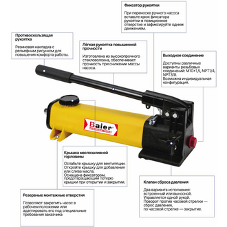 Ручной гидравлический двухскоростной насос высокого давления 700 бар P-391 Baier Hydraulic